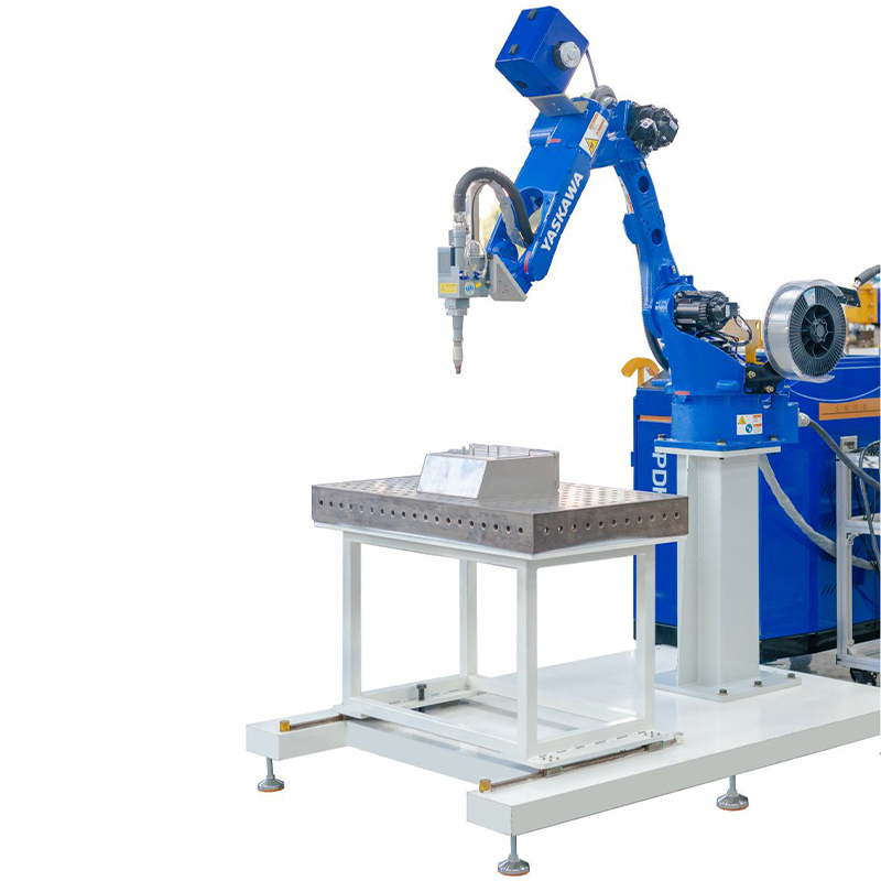 Stazione di lavoro per saldatura laser a fibra integrata con robot